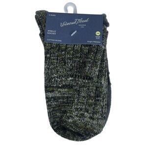 Lot of 2 Universal Thread Women's Ankle Socks 3 Pairs Shoe Size 4-10 Cotton Blen